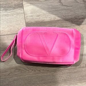 Valentino Pink Clutch cosmetic velvet Bag